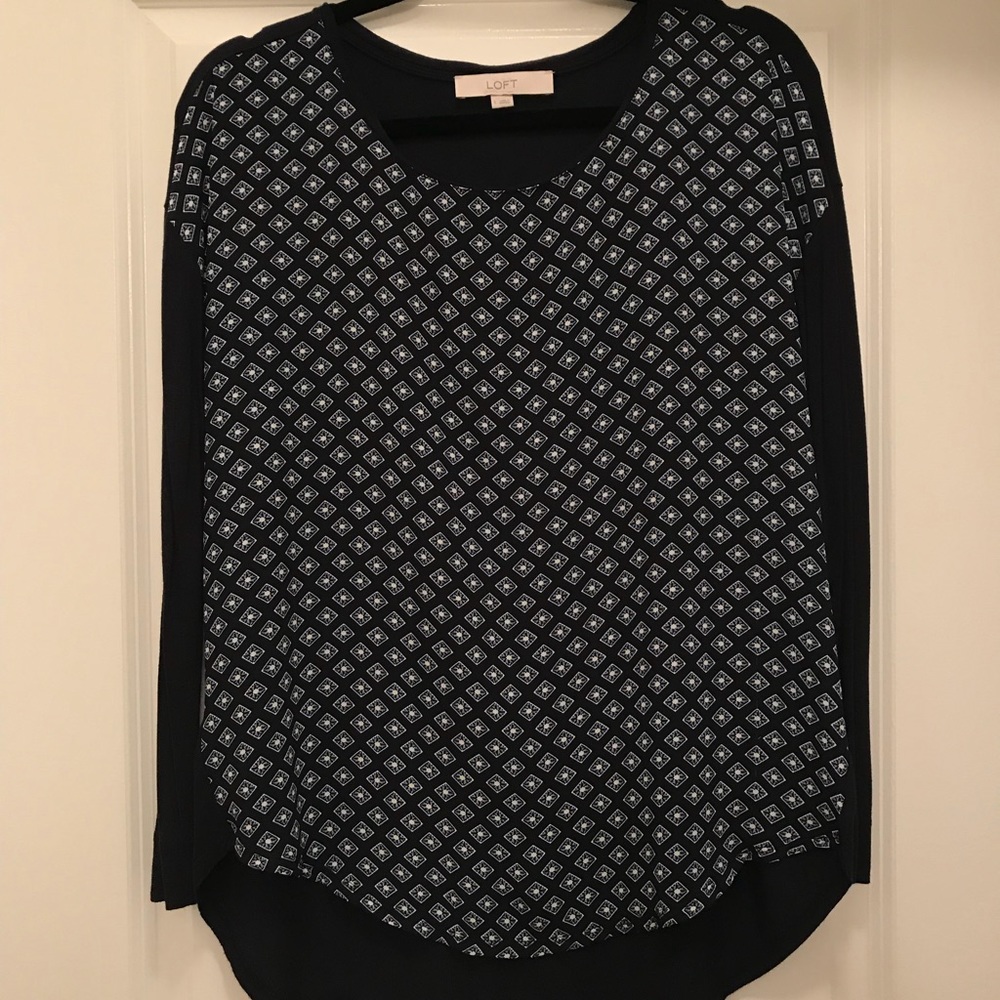 Loft Top Blue Patterned